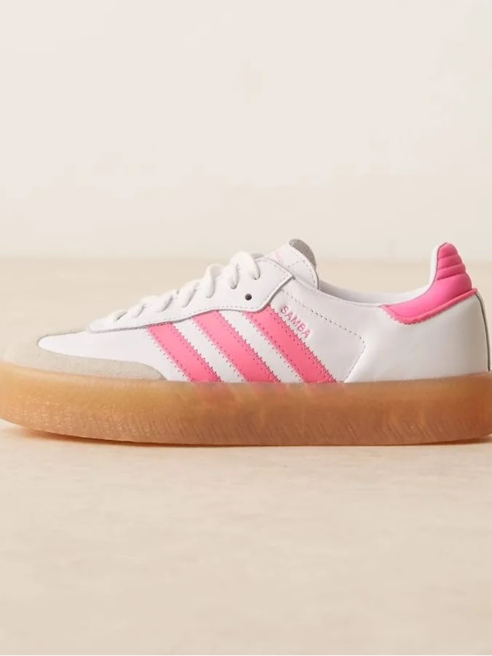 NWT Adidas Originals Sambae White and Bright Pink, W 7 - Picture 2 of 12